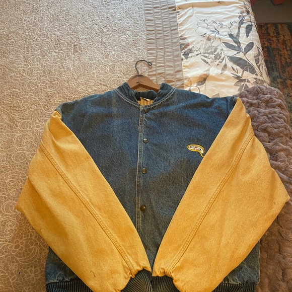 Blue and Tan Salvador Dali Retro Denim Jacket - Picture 3 of 5